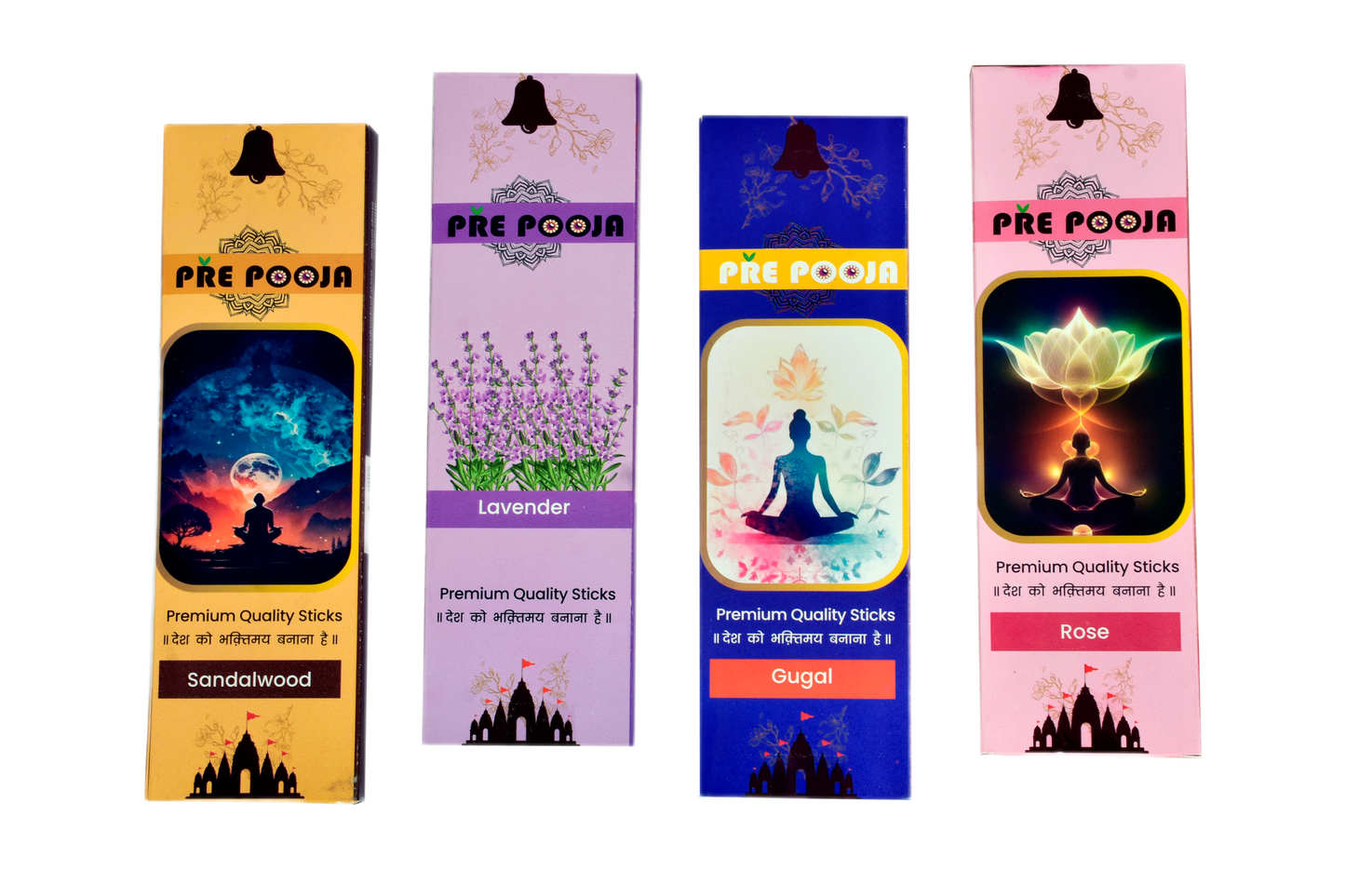 Agarbatti Combo - Premium Incense Sticks | Sandalwood |Rose | Lavender | Guggal |